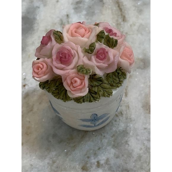 Pink Roses Trinket Jar #keepsake #roses #vintage - Picture 1 of 6